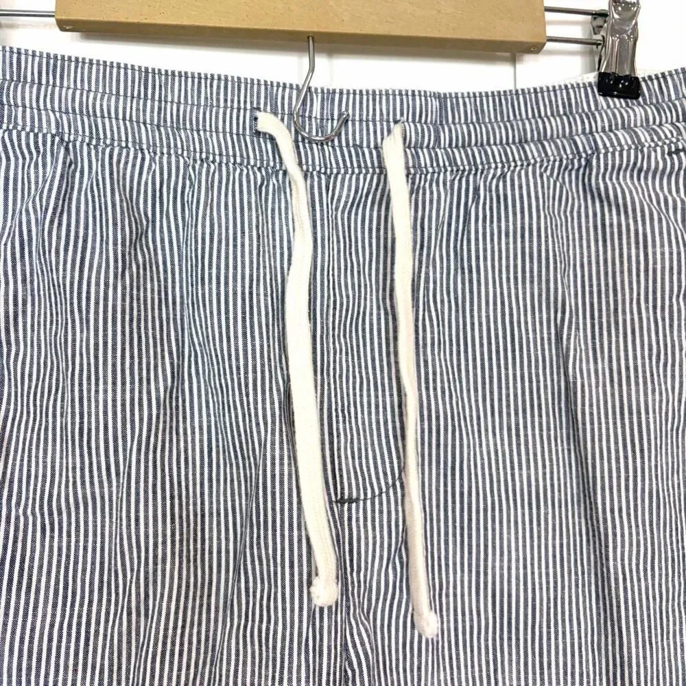 Banana Republic Deck Shorts Mens Medium Blue White Striped Cotton Drawstring